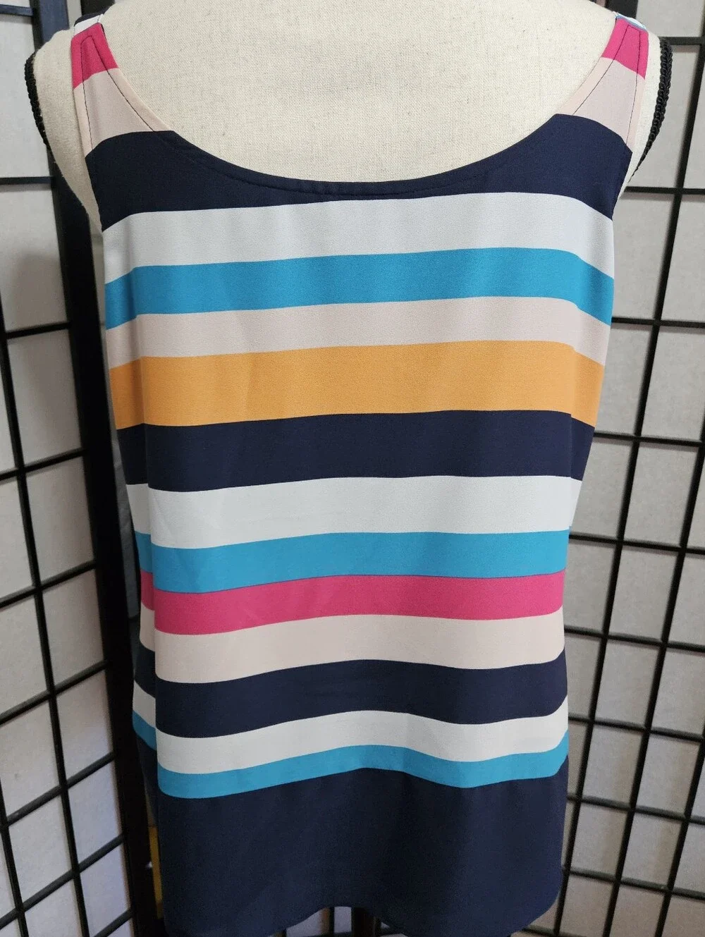 Chico's Size 1 (Med) Bold Stripes Convertible Twin Set Blouse & Tank
